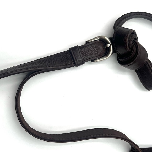 90s Nine West Brown Vintage Pebble Grain Leather Swing Pack Crossbody Retro Bag - Picture 10 of 10